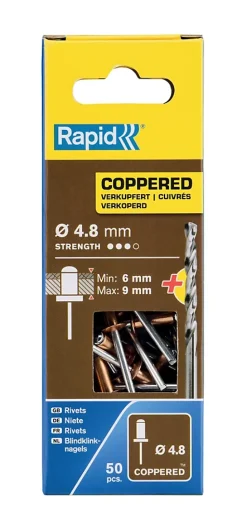 Rapid Rivet cuivre ø4.8 x 12 mm + foret , lot de 50