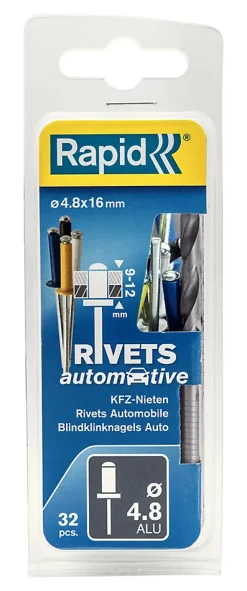 Rapid Rivet POP vendu par 32 5000404 en aluminium coloré Ø.4,8 x L.16 mm