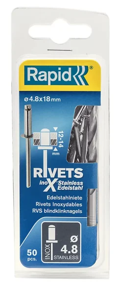 Rapid Rivets inoxydables Ø4.8x18mm Acier inoxydable