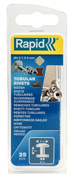 Rapid Rivet tubulaire vendu par 25 5000414 en acier Ø 7 x L.9 mm Ø de la tige 3 mm