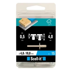 Scell-It Rivet-Rivet ø4.8 x 10 mm tête large charge max 300kg, 15 pièces