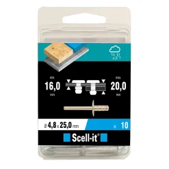 Scell-It Rivet ø4.8 x 25 mm tête large charge max 300kg, 10 pièces