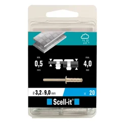 Scell-It Rivet ø9.2 x 9 mm tête plate charge max 300kg, 20 pièces