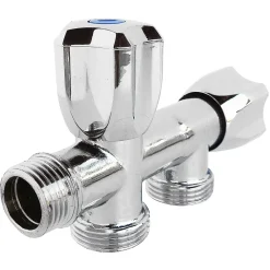 Somatherm for you Robinet à clapet à double sorties pour l'alimentation de 2 machines à laver, Entrée Mâle 1/2" - Double sortie Mâle 3/4"