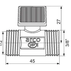 Arco Robinet Chasse D'Eau-Robinet droit - - 1/4 de tour - Mâle / Mâle - Réduit