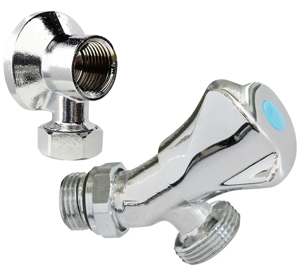 Somatherm for you Alimentation Pour Machine À Laver-Robinet orientable à sortie inclinée pour machine à laver, Entrée Mâle 1/2" - Sortie Mâle 3/4"