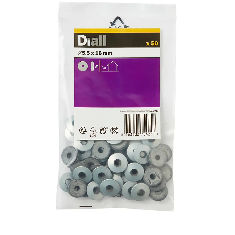Diall Rondelle pour tôle acier au carbone ø 5,5x16mm - 50 pièces