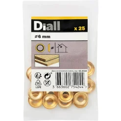 Diall Rondelle-Rondelles cuvettes en laiton ø 6mm - 25 pièces