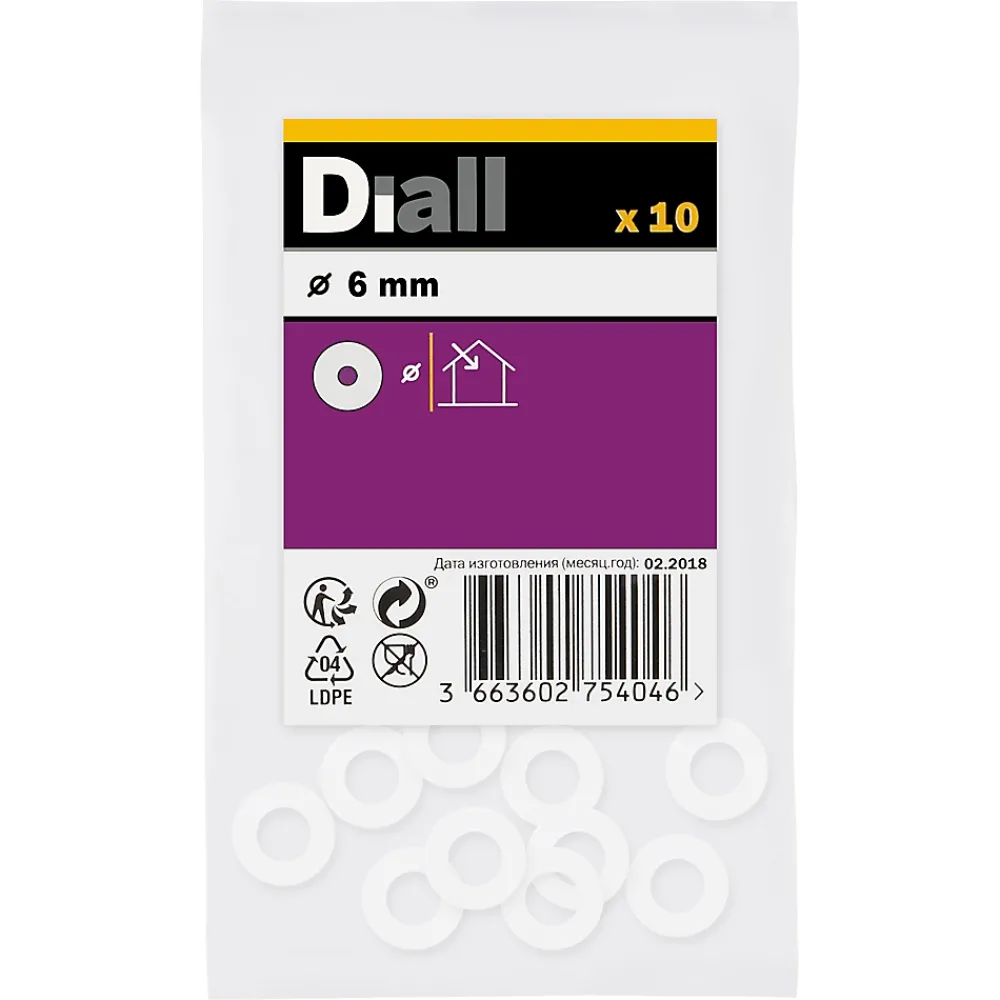 Diall Rondelles en nylon ø 6mm - 10 pièces
