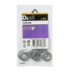 Diall Rondelle-Rondelles plates de taille moyenne en acier inoxydable A2 ø 10mm - 10 pièces