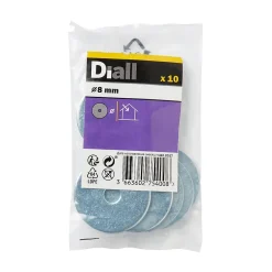 Diall Rondelles plates larges de réparation en acier au carbone ø 8mm - 10 pièces
