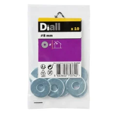 Diall Rondelle-Rondelles plates larges en acier au carbone ø 8mm - 10 pièces