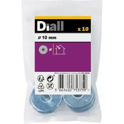 Diall Rondelles plates larges en acier au carbone ø 10mm - 10 pièces