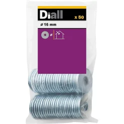 Diall Rondelle-Rondelles plates larges en acier au carbone ø 16mm - 50 pièces