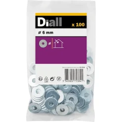 Diall Rondelles plates larges en acier au carbone ø 6mm - 100 pièces