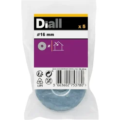 Diall Rondelles plates larges en acier au carbone ø 16mm - 5 pièces
