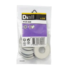 Diall Rondelle-Rondelles plates larges en acier au carbone ø 12mm - 10 pièces