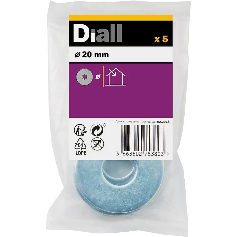 Diall Rondelle-Rondelles plates larges en acier au carbone ø 3mm - 10 pièces