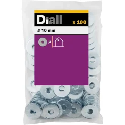 Diall Rondelle-Rondelles plates larges en acier au carbone ø 10mm - 100 pièces