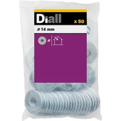 Diall Rondelles plates larges en acier au carbone ø 14mm - 50 pièces