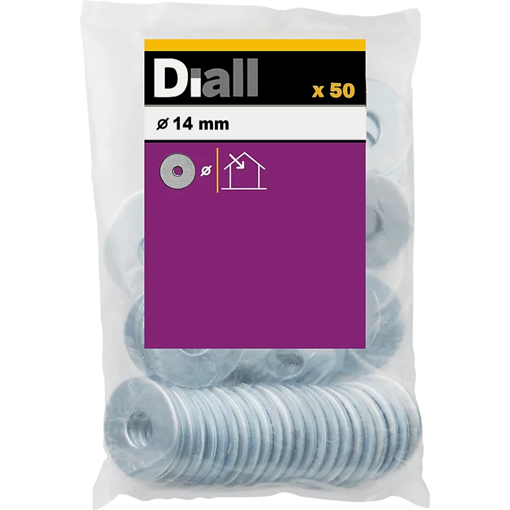 Diall Rondelles plates larges en acier au carbone ø 14mm - 50 pièces