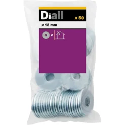 Diall Rondelles plates larges en acier au carbone ø 18mm - 50 pièces