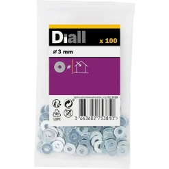 Diall Rondelle-Rondelles plates larges en acier au carbone ø 3mm - 100 pièces