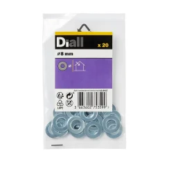 Diall Rondelles plates moyennes en acier au carbone ø 8mm - 20 pièces