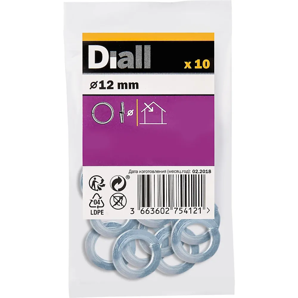 Diall Rondelle-Rondelles ressorts en acier au carbone ø 12mm - 10 pièces