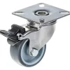 Blickle Roulette Et Roue-Roue 50mm 2" en acier inoxydable caoutchouc gris, pivotante avec frein, 40kg