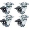 Parnells Roulette double 50mm 2" caoutchouc gris pivotante avec frein capacité 280kg, jeu de 4