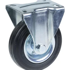 Parnells Roulette fixe de 125 mm avec caoutchouc noir sur roue centrale en acier embouti