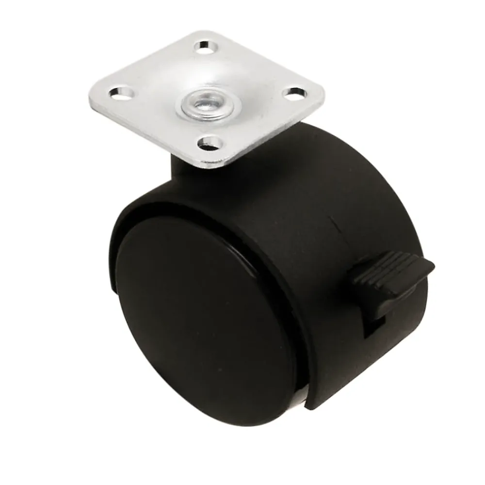 Roulette jumelée pivotante avec frein ø50 mm, plaque ø38 mm, charge max 40kg