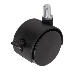 Roulette jumelée pivotante avec frein ø50 mm, plaque 10 x 15 mm, charge max 40kg