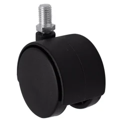 Roulette jumelée pivotante sans frein ø50 mm, tige filetée 10 x 20 mm, charge max 40kg