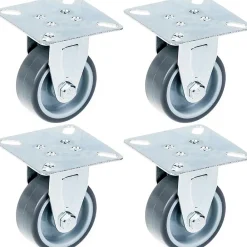 Parnells Roulette 50mm 2" à bandage caoutchouc gris, fixe, capacité 160kg, jeu de 4