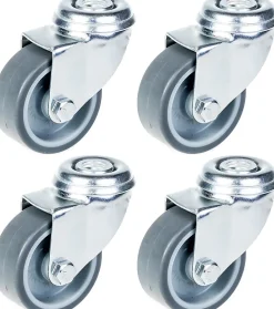 Parnells Roulette 50mm 2" à bandage caoutchouc gris, pivotante, capacité 160kg, jeu de 4