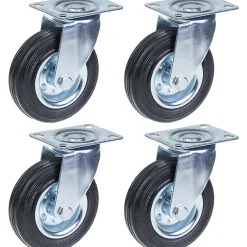 Parnells Roulette Et Roue-Roulette 125mm 5" à bandage caoutchouc, pivotante, forte capacité de 480kg, jeu de 4
