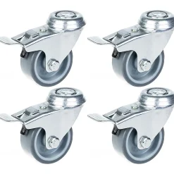 Parnells Roulette 50mm 2" à bandage caoutchouc gris, pivotante avec frein, capacité 160kg, jeu de 4