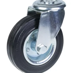 Parnells Roulette pivotante de 125 mm avec caoutchouc noir sur roue centrale en acier embouti