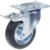 Parnells Roulette pivotante/freinable de 100 mm avec caoutchouc noir sur roue centrale en acier embouti