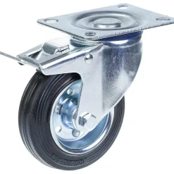 Parnells Roulette pivotante/freinable de 100 mm avec caoutchouc noir sur roue centrale en acier embouti