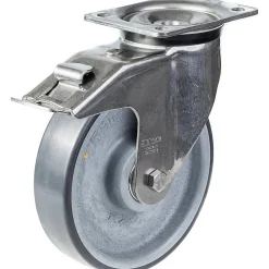 Parnells Roulette Et Roue-Roulette pivotante/frein de 160 mm en acier inoxydable avec disque conducteur gris
