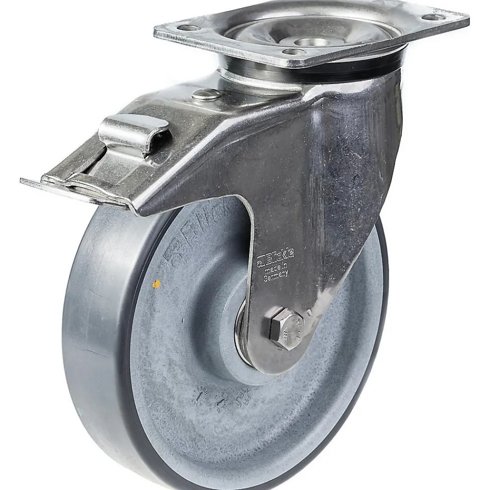 Parnells Roulette Et Roue-Roulette pivotante/frein de 160 mm en acier inoxydable avec disque conducteur gris