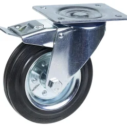 Parnells Roulette Et Roue-Roulette pivotante/frein de 160 mm en caoutchouc noir sur roue centrale en acier embouti