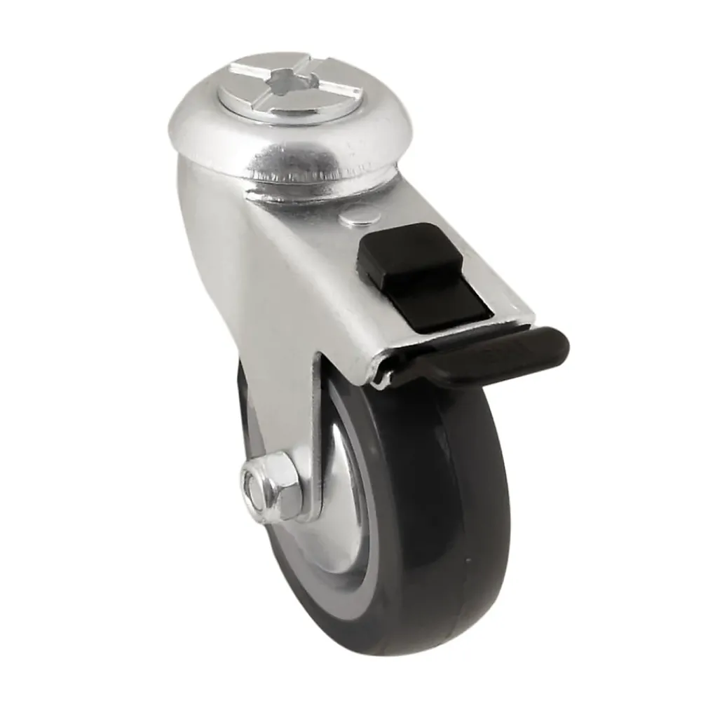 Roulette pivotante grise ø7.5 cm avec freins, charge max 60 kg