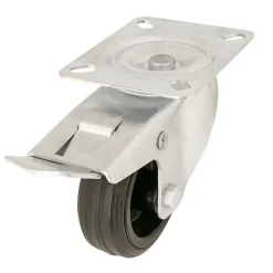 Roulette Et Roue-Roulette pivotante noire ø8 cm avec freins, charge max 70 kg