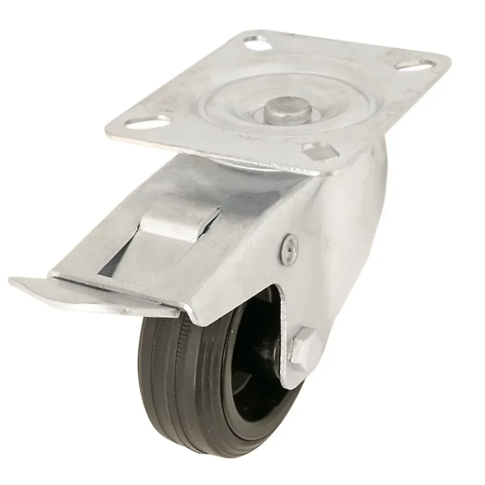 Roulette Et Roue-Roulette pivotante noire ø8 cm avec freins, charge max 70 kg