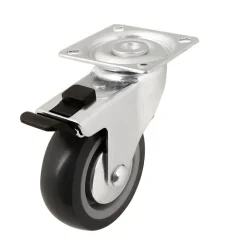 Roulette Et Roue-Roulette pivotante sur plaque grise ø7.5 cm avec freins, charge max 60 kg