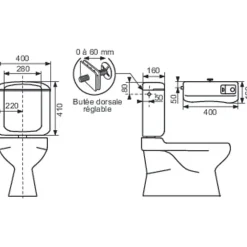 Regiplast Réservoir Wc-Réservoir WC - BI FLO - - Double débit - Bas